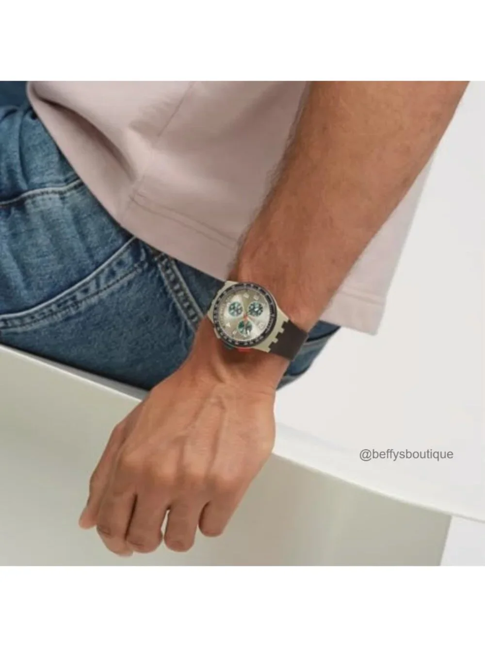 Unisex Chrono 42mm Dress Watch Steel Quartz Waterproof Two Piece Strap